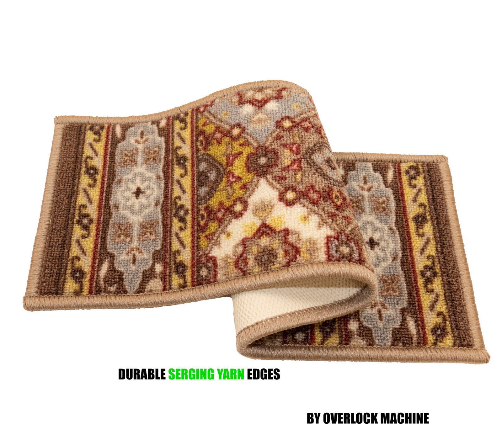 Stair Treads Bakhtiari Design Skid Slip Resistant Backing Carpet 8"x26" gallery