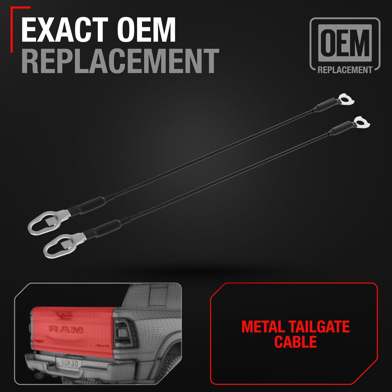 Tailgate Support Cable, Left & Right for Dodge Ram 1500 2500 3500 gallery