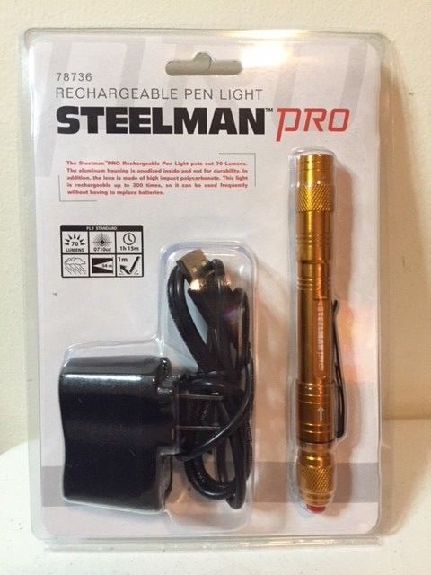 STEELMAN PRO 78736 USB Rechargeable LED Pen Light Flashlight Hurricane 70 Lumes gallery