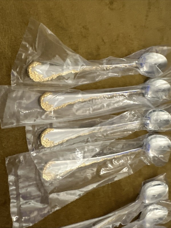 (4) ICED TEASPOONS Oneida Community GOLDEN BELLE ROSE Stainless - (2Available gallery