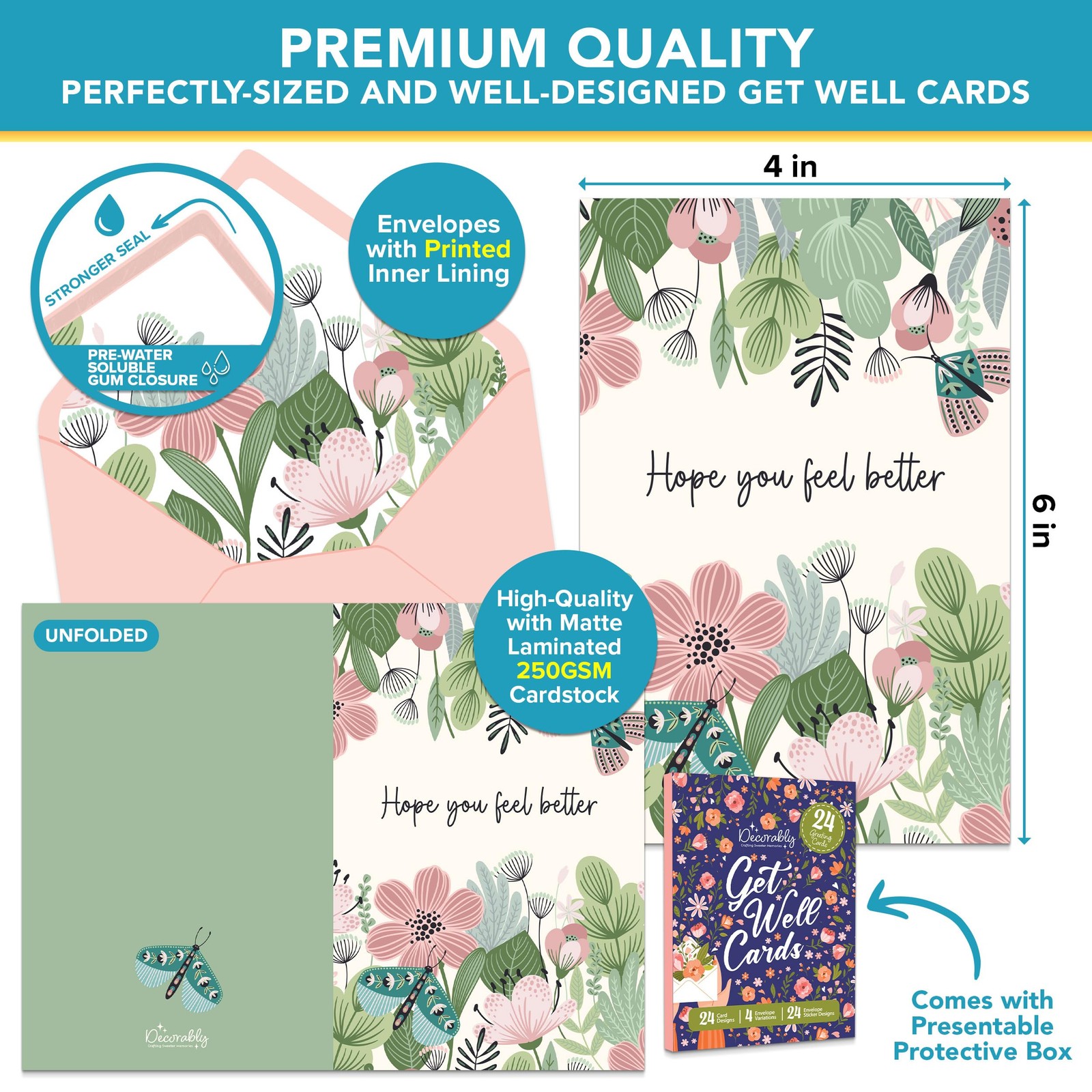 Greeting Cards Bulk Assortment with Envelopes mixed Colors set 24 Pack gallery