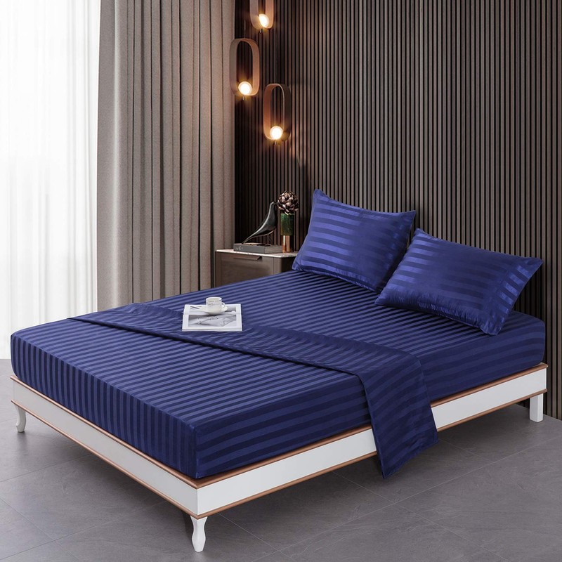 Satin-Silk Sheets Queen Size Bed Set, Navy Blue Soft Cooling Deep Pocket Queen S gallery