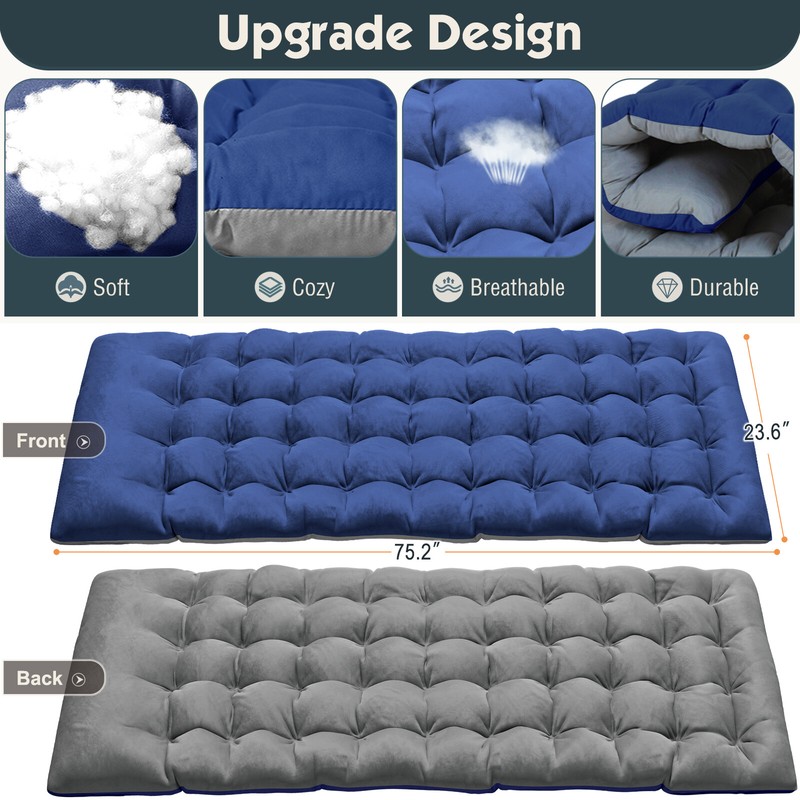 NAIZEA Camping Cot 4 Gears Adjustable Folding Chaise Chair Bed w/Mattress Pillow gallery