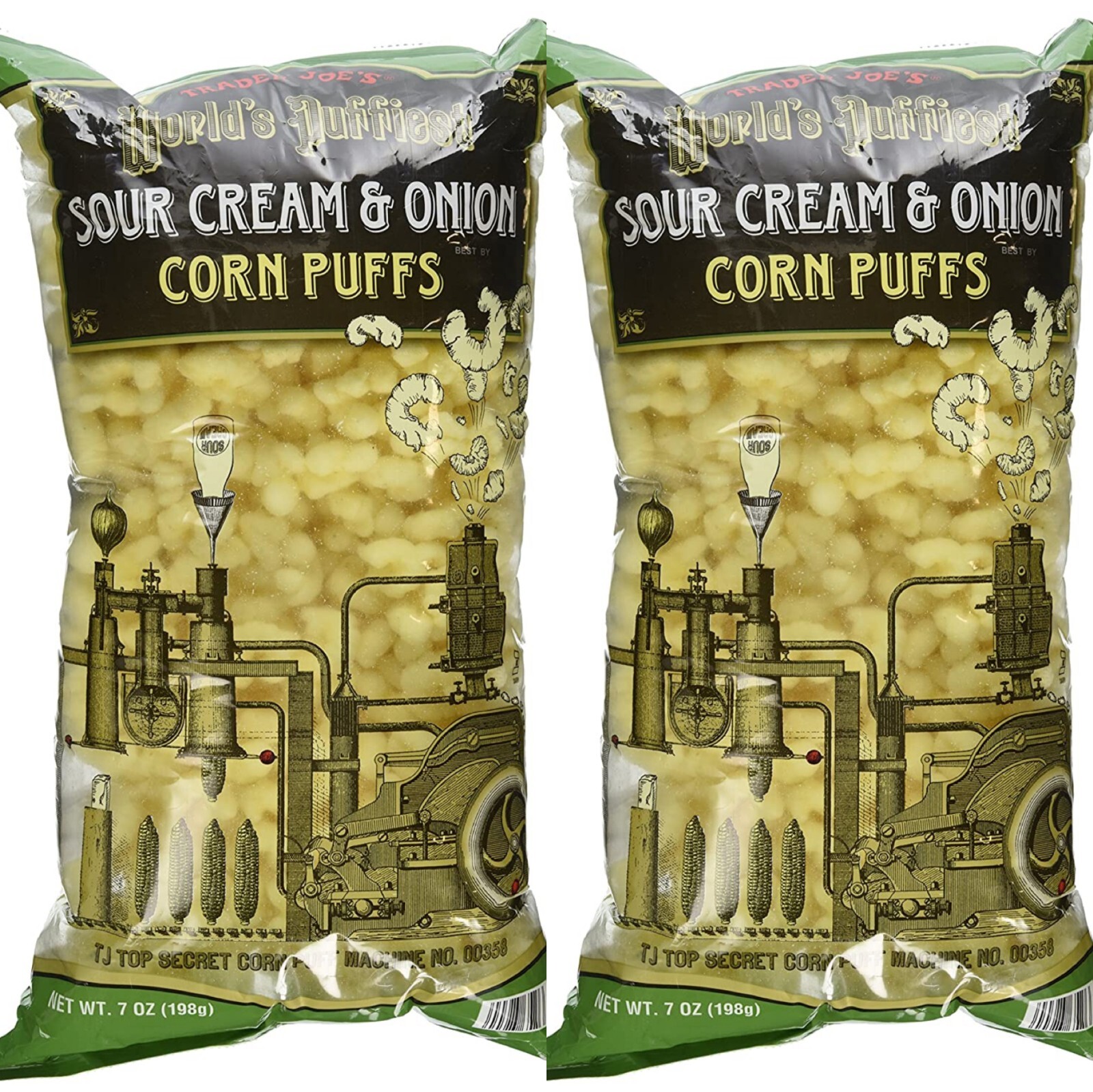 2 Packs Trader Joe's World’s Puffiest Sour Cream Onion Corn Puffs 7 oz Each Pack gallery