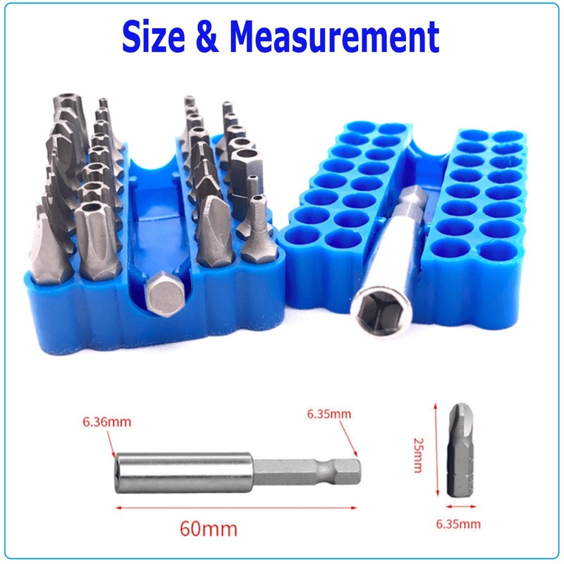 33PCS Hex Head Drill Torx Bit Set Tamper Security 1/4" Extension Screwdriver Kit gallery