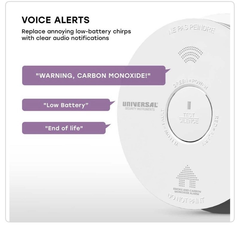 Universal Security Instruments 3-in-1 Smoke, Fire & Carbon Monoxide Alarm 2-Pack gallery