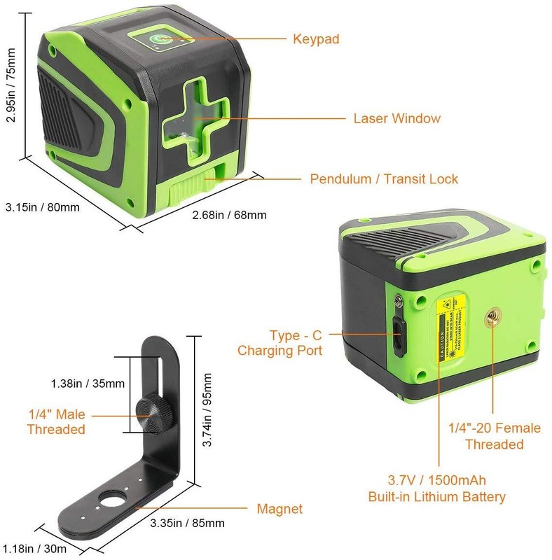 Huepar Self leveling Laser Level with Rechargeable Li-ion Battery Green Beam gallery