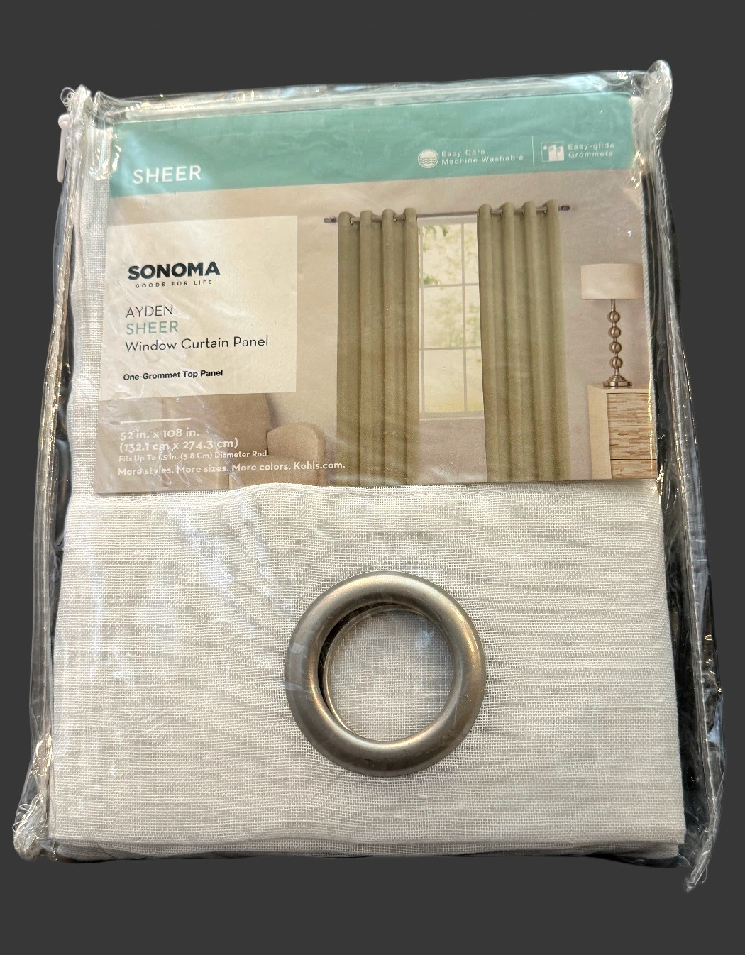 Sonoma Ayden Sheer Panel Easy Slide Grommets 52" x 108" White Poly-Linen Blend gallery