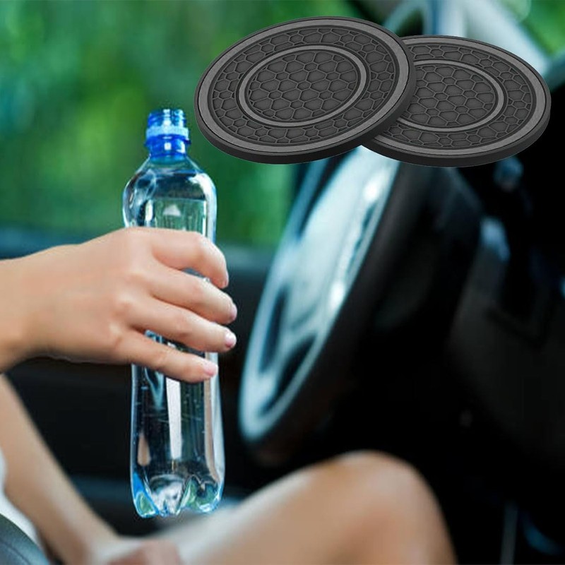 2-Pack Car Cup Holder Coasters, .75 Inch Non-Slip Silicone Insert Color: Gray gallery