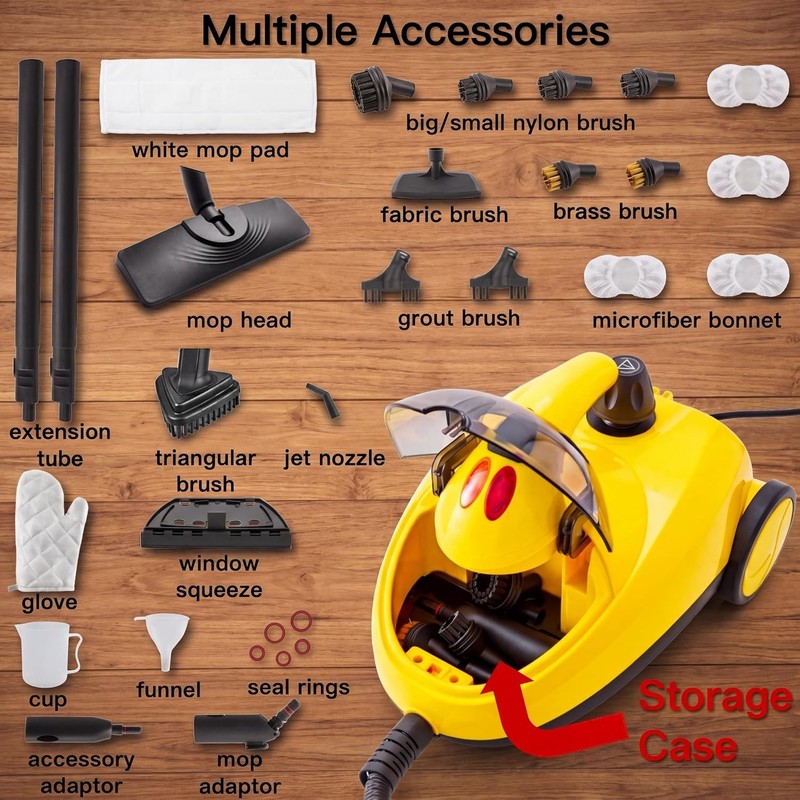 2L Multipurpose Handheld Steam Cleaner - No Chemicals, 28 Attachments Included gallery