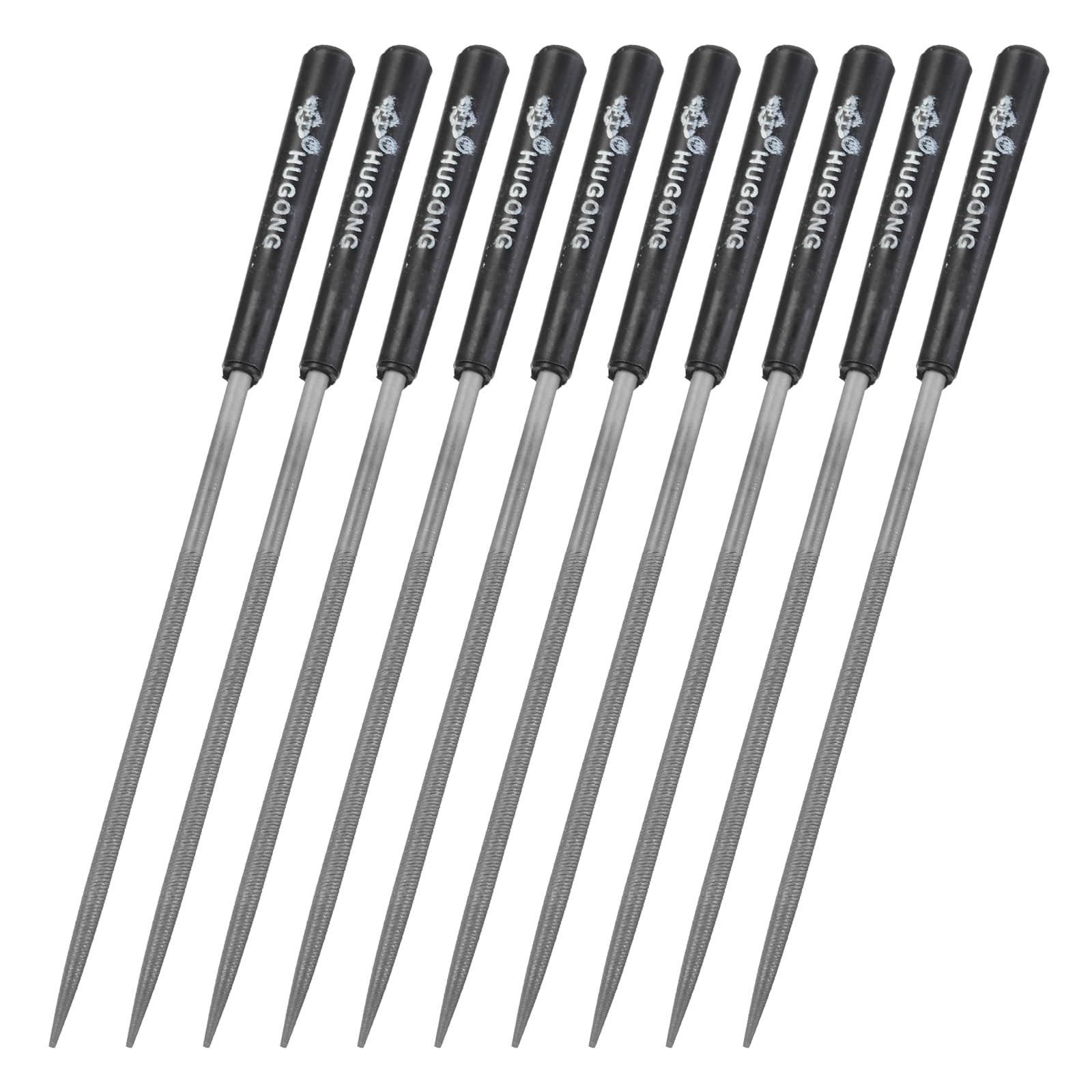 uxcell 10Pcs Second Cut Steel Round Needle File W Plastic Handle, Gray, Black gallery
