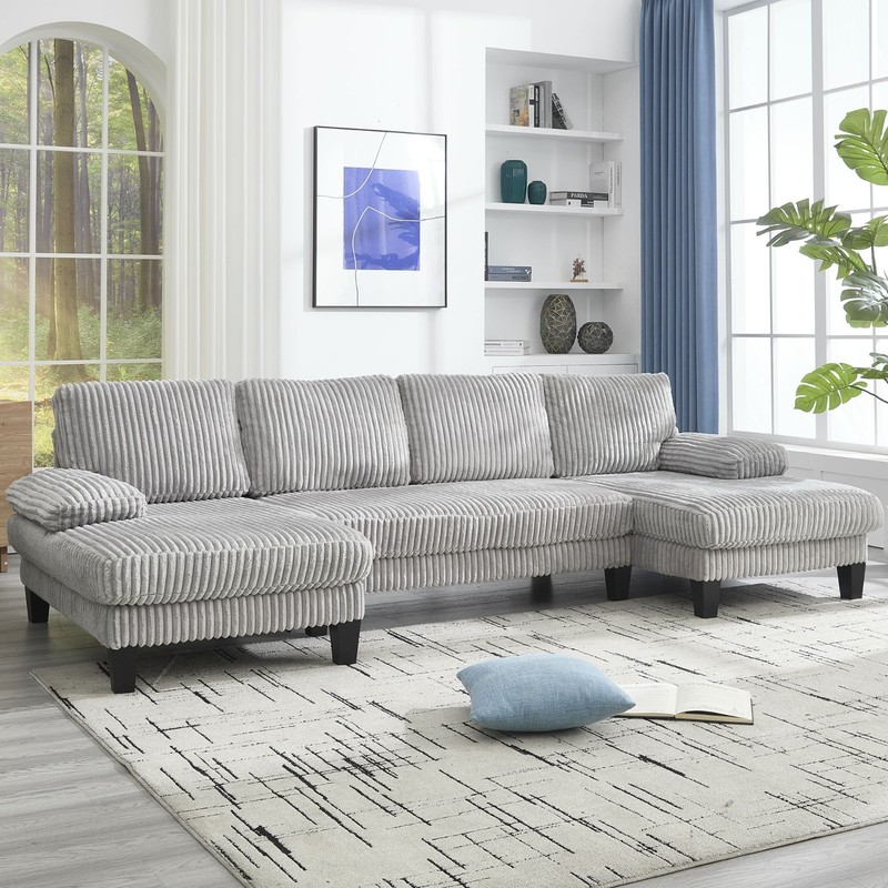 U-shaped Sectional Sofa Couch Dual Chaise Lounges Fabric Sleeper Living Room gallery