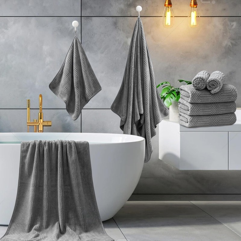 4 Pack Extra Large Microfiber Bath Towels Set,35x70 inches,600GSM,Less Lint H... gallery