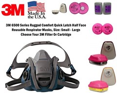 3M QUICK LATCH HALF FACE REUSABLE RESPIRATOR FACEPIECE MASK W/ CARTRIDGE OPTION