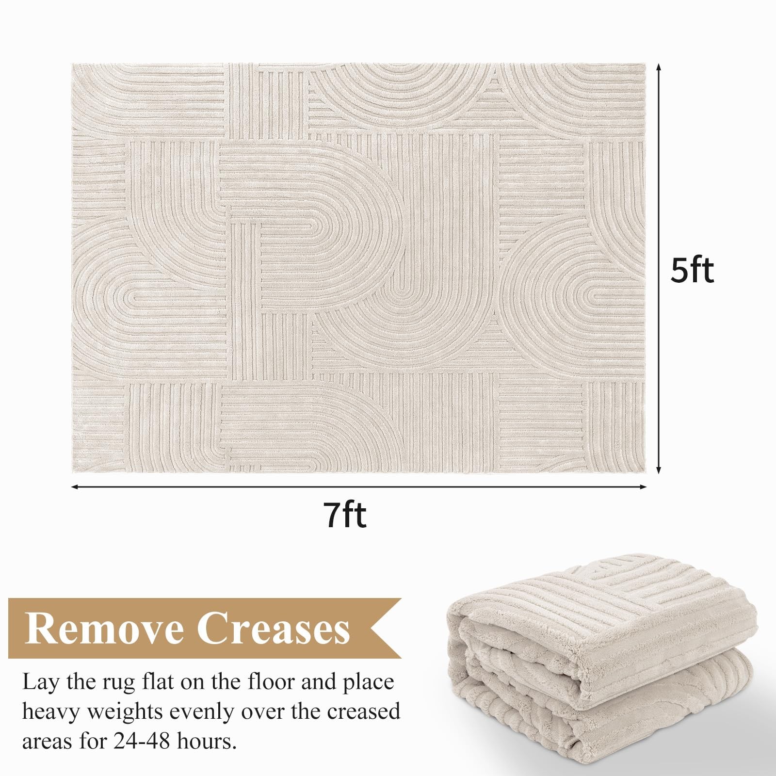 Area Rug 5x7 Washable Modern Beige Soft Fluffy Non Slip Pauwer Rugs Living Room gallery