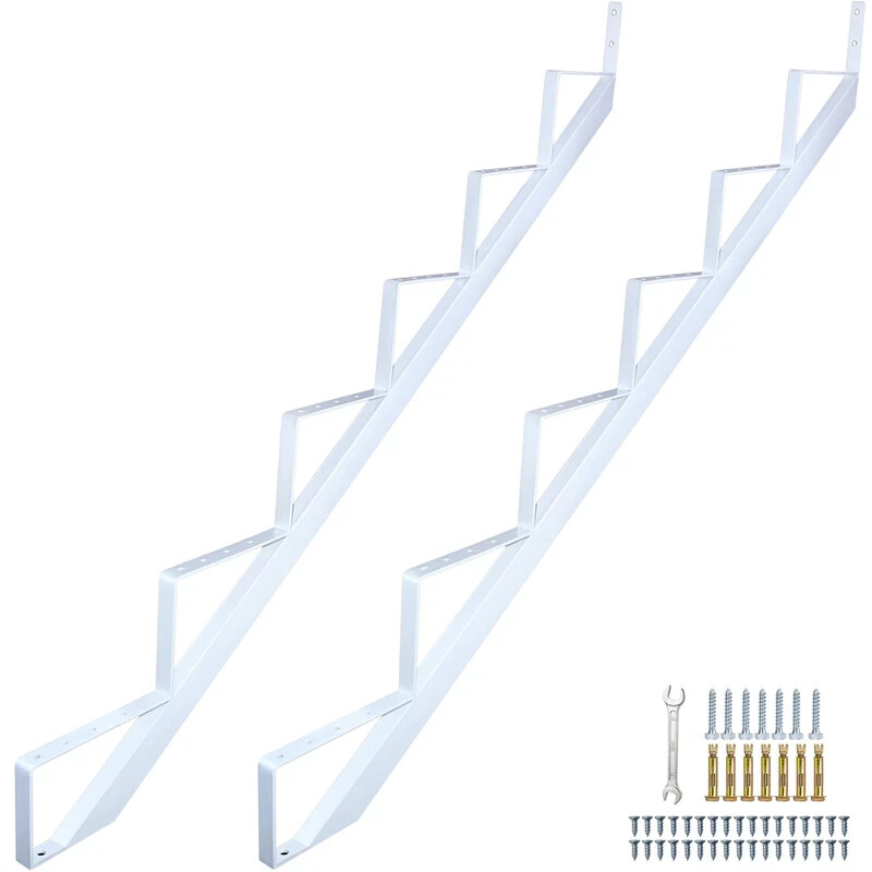 Steel Stair Stringer 7 Step Metal Stair Stringers white gallery