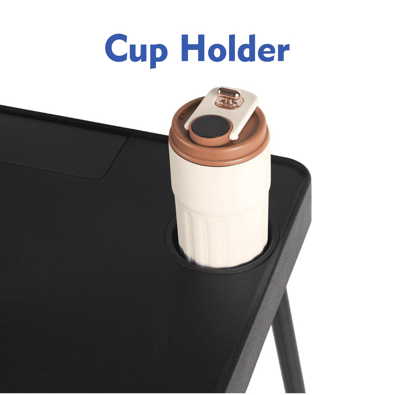 Portable Adjustable Personal Table with Cupholder and Tablet Holder, Black gallery