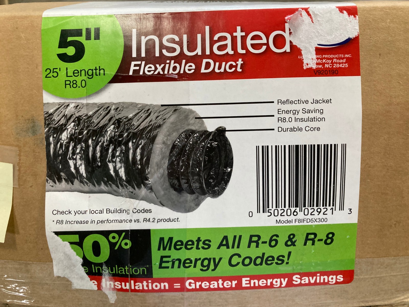 Master Flow 5in x 25 Ft Flexible Duct R8 Heavy Duty Insulated Reflective Jacket gallery