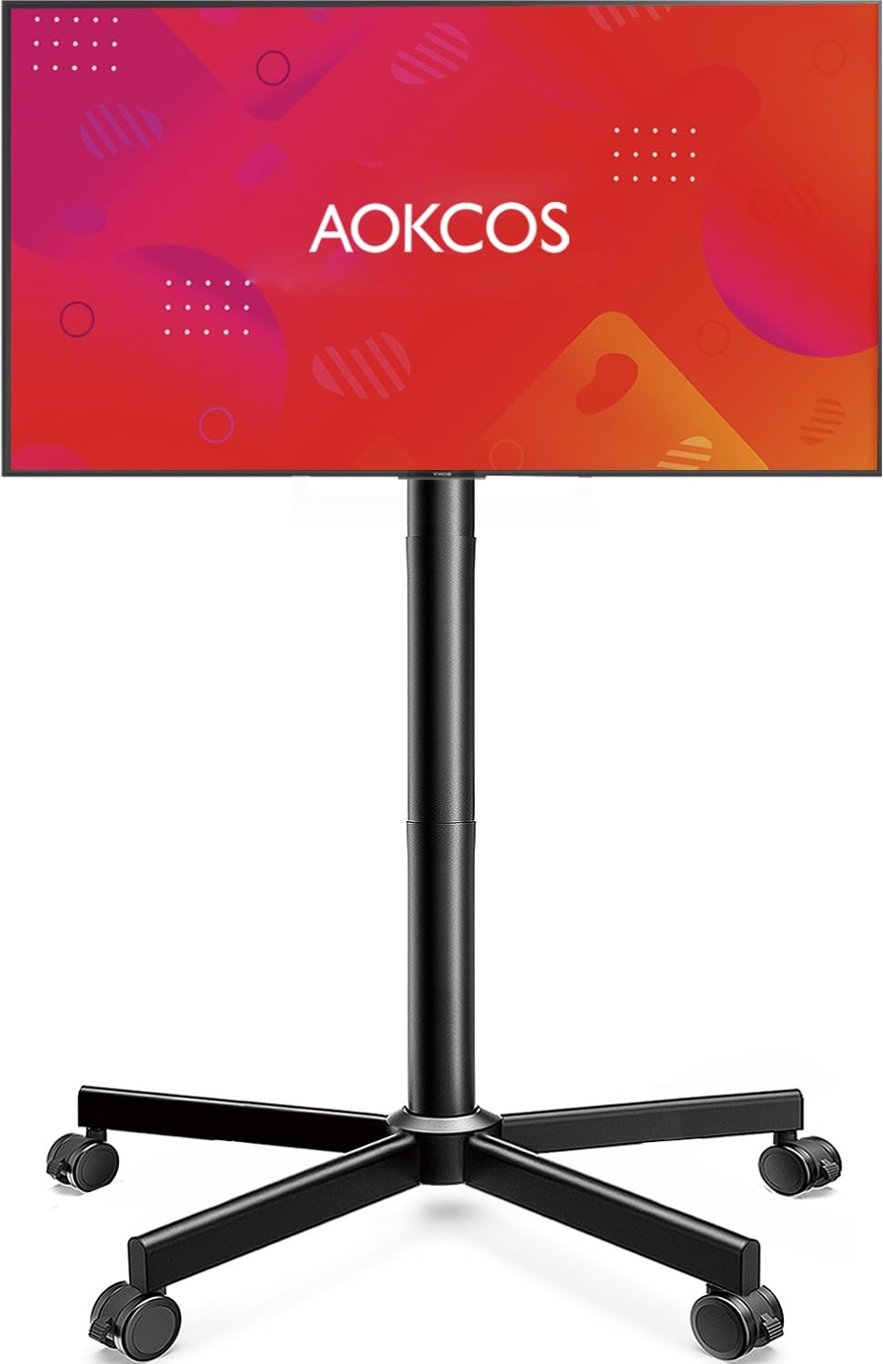 Rolling TV Stand on Wheels for 32-65in Flat/Curved TVs Tilt Height Adj 88lbs gallery