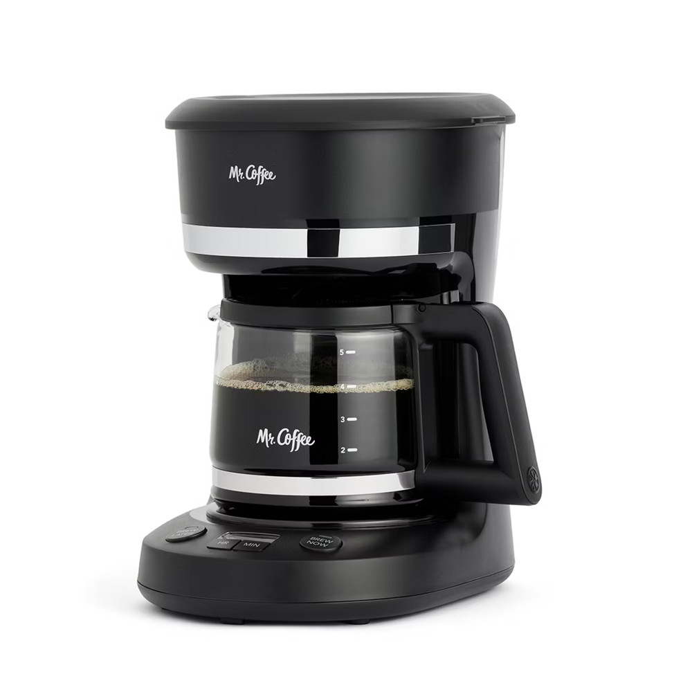 Mr. Coffee 5-Cup Programmable Coffee Maker Black: Drip Coffee Machine, Electric