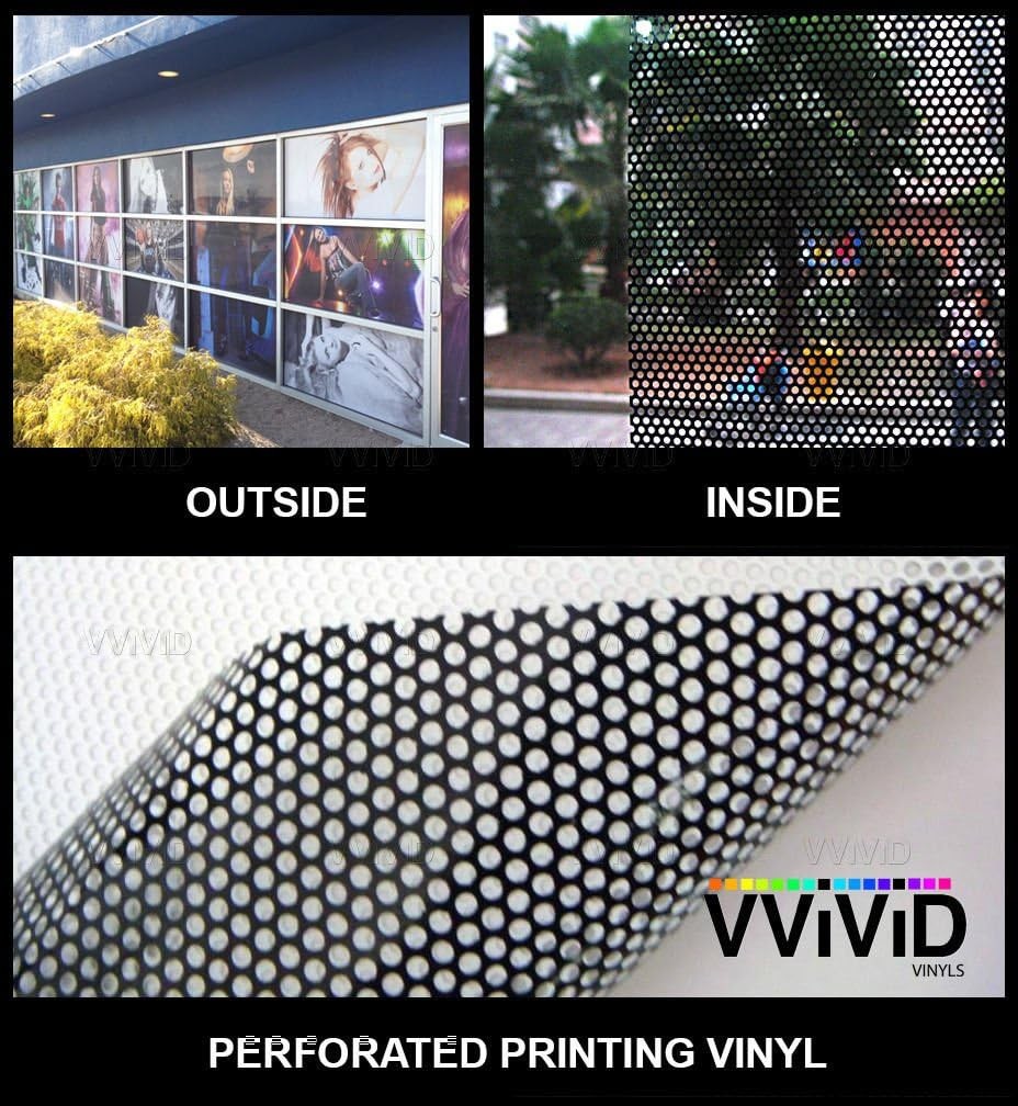 One-Way Perforated Vinyl Privacy Window Film Adhesive 0.5ft x 54", White gallery