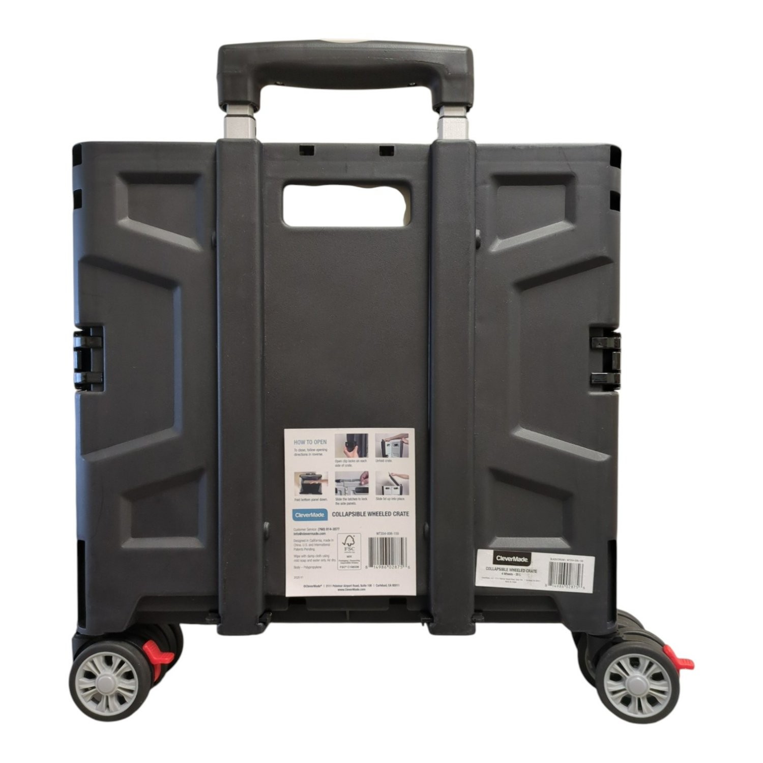 CleverMade Collapsible Wheeled Crate with Lid, 35L and 75lb Capacity gallery