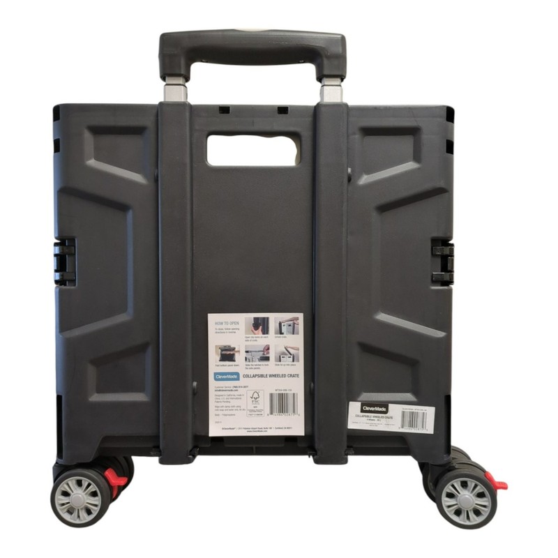 CleverMade Collapsible Wheeled Crate with Lid, 35L and 75lb Capacity gallery