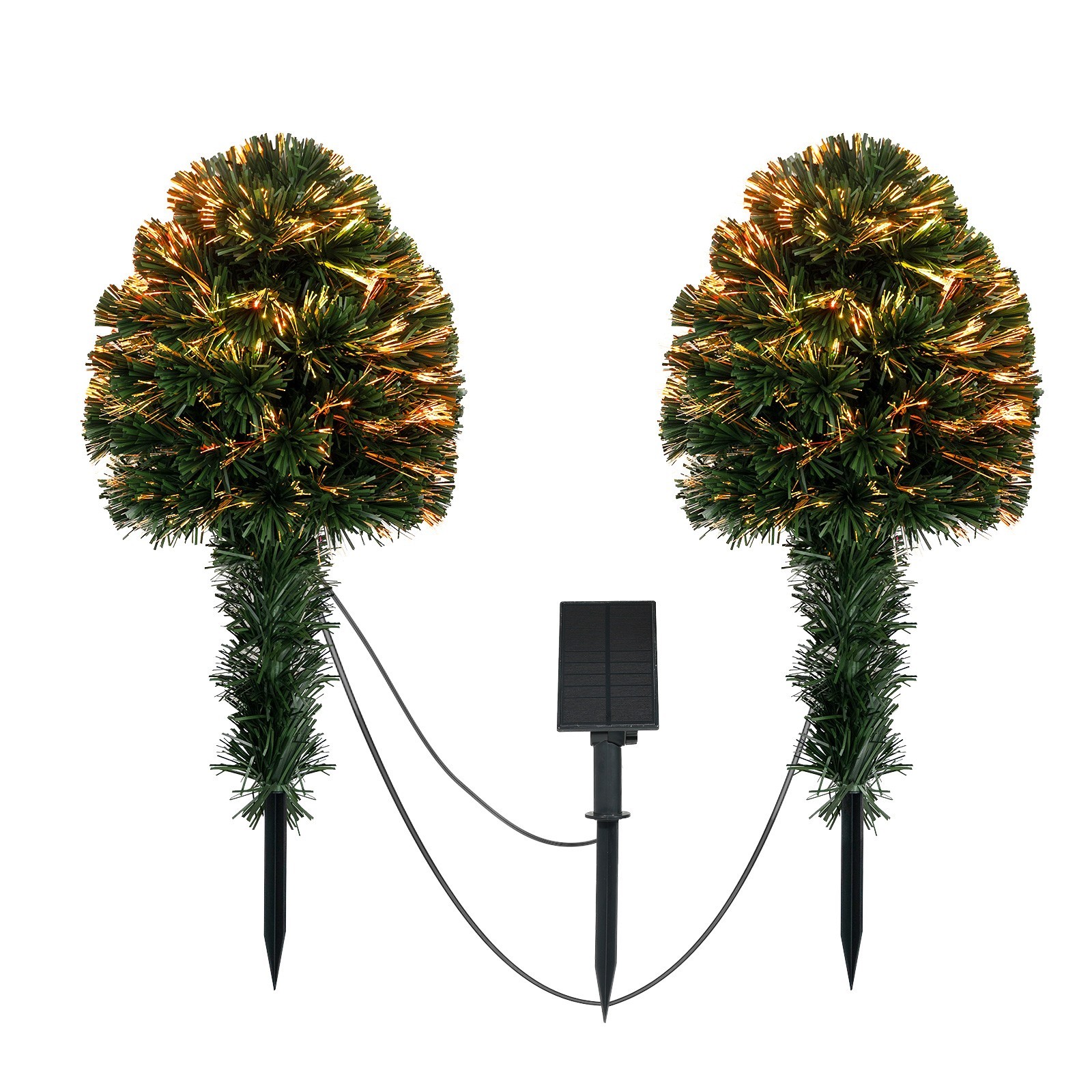 2 Pack Small Fiber Optic Christmas Tree 24 Inch Led Solar Powered Tree Outdoor gallery