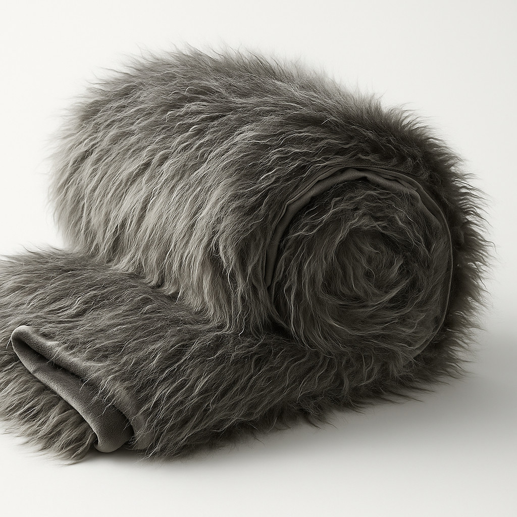 Restoration Hardware Faux Fur Throw Blanket Tibetan Nickel 50"x60" Soft gallery