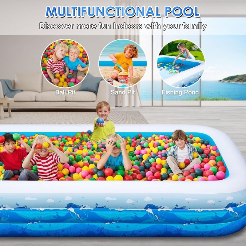 Extra Large Inflatable Pool for Adults 165 x76 x22 Full Sized Blow Up Pool with gallery