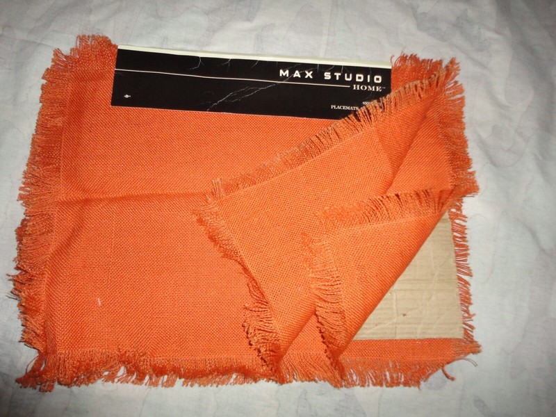 MAX STUDIO JUTE BURLAP BOLD POP ORANGE TROPICAL (4) PLACEMATS 14 X 19 gallery