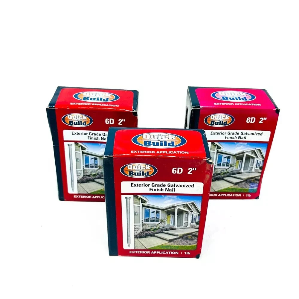 3 Pack Quick Build 06HGFN1LB, 6D 2 in Exterior Grade Galvanized Finish Nail 1lb gallery