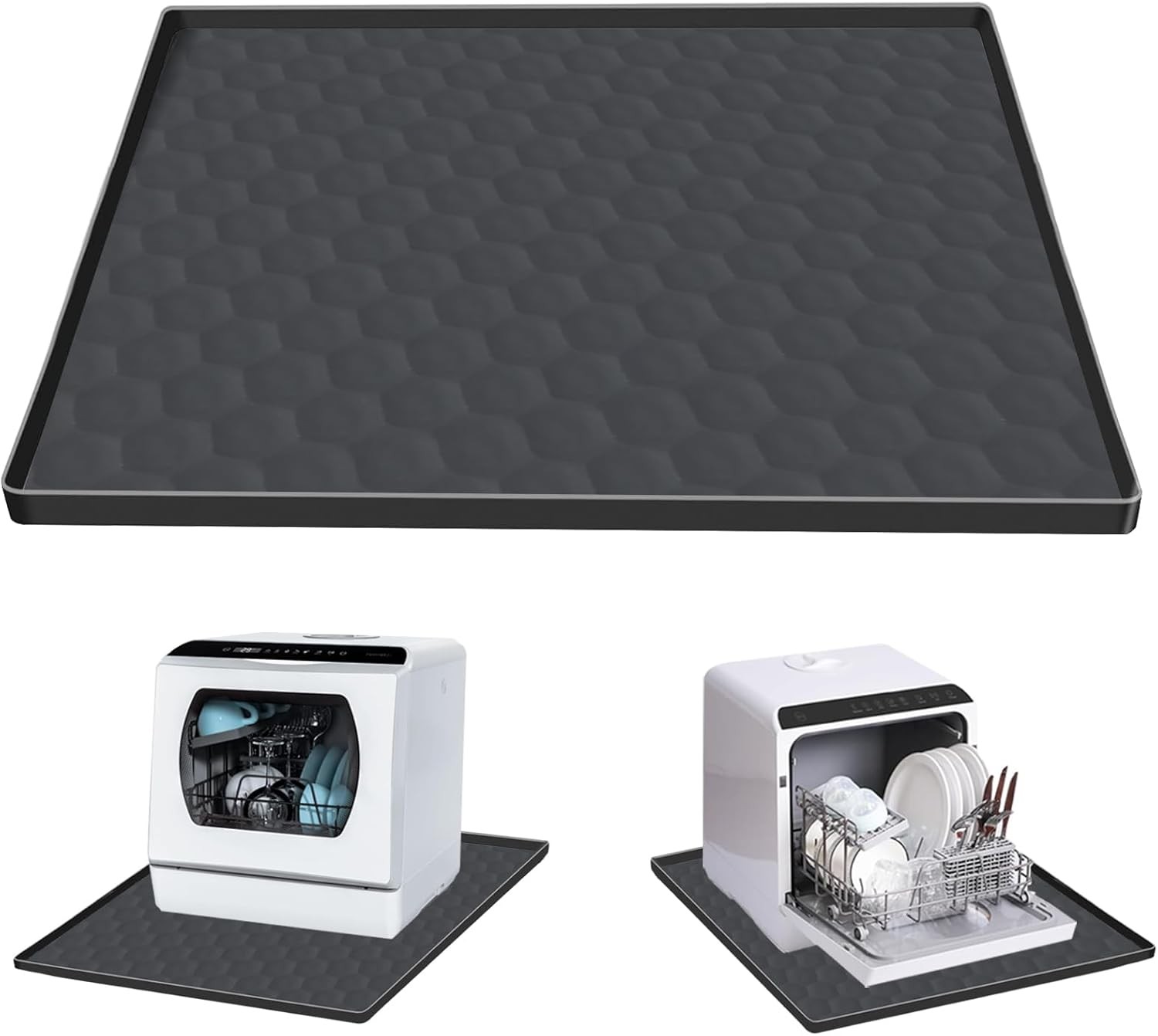 Dishwasher Drain Pan Mat,24''x24'' Dishwasher Drip Tray with Raised Edge,Non-Sli gallery