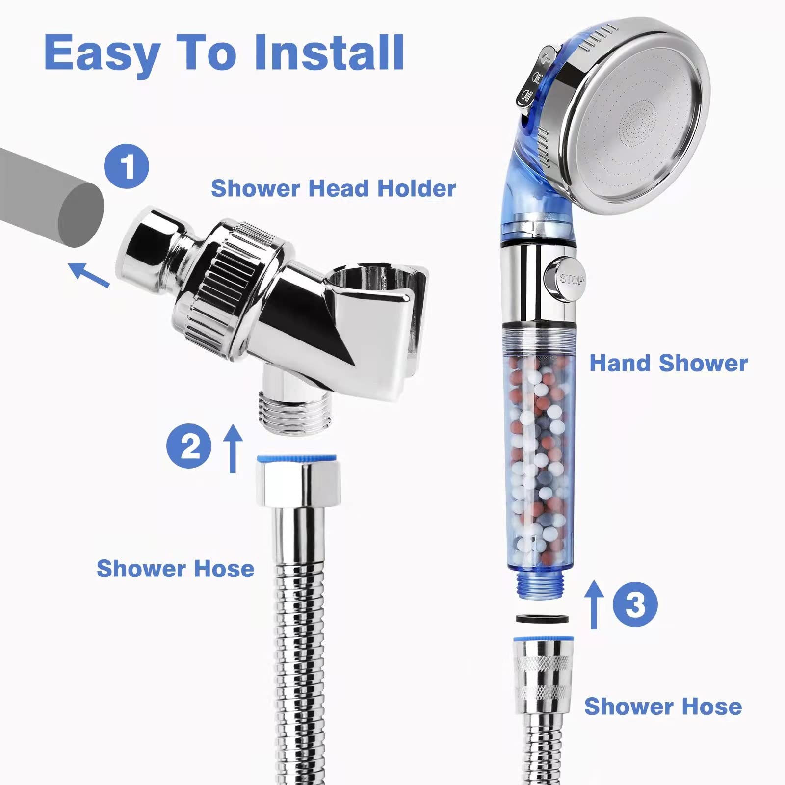 Filtered Shower Head - 59 Inch Expandable Handheld Hose, Leakproof Flexible H... gallery
