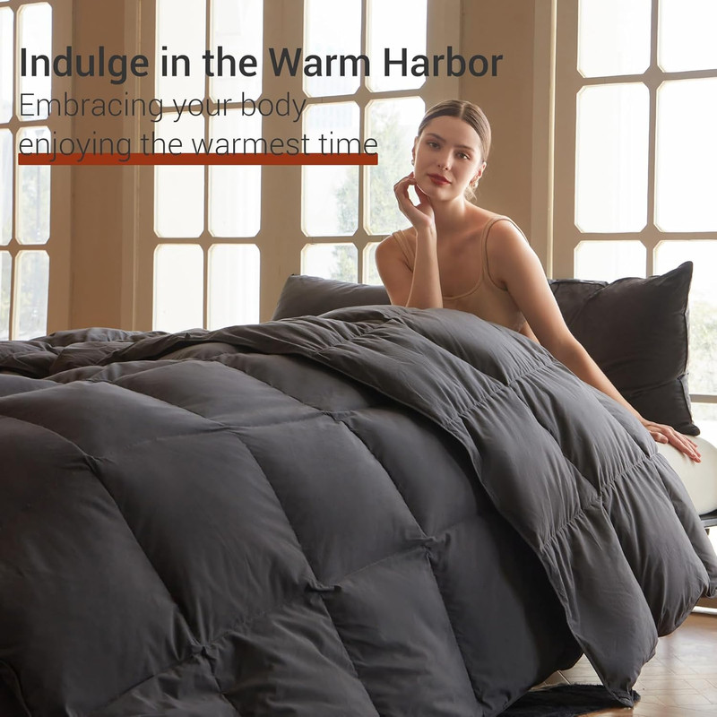 Oversized Grey Goose Down Comforter, 750+ Fill Power, 1200TC Cotton Blend gallery