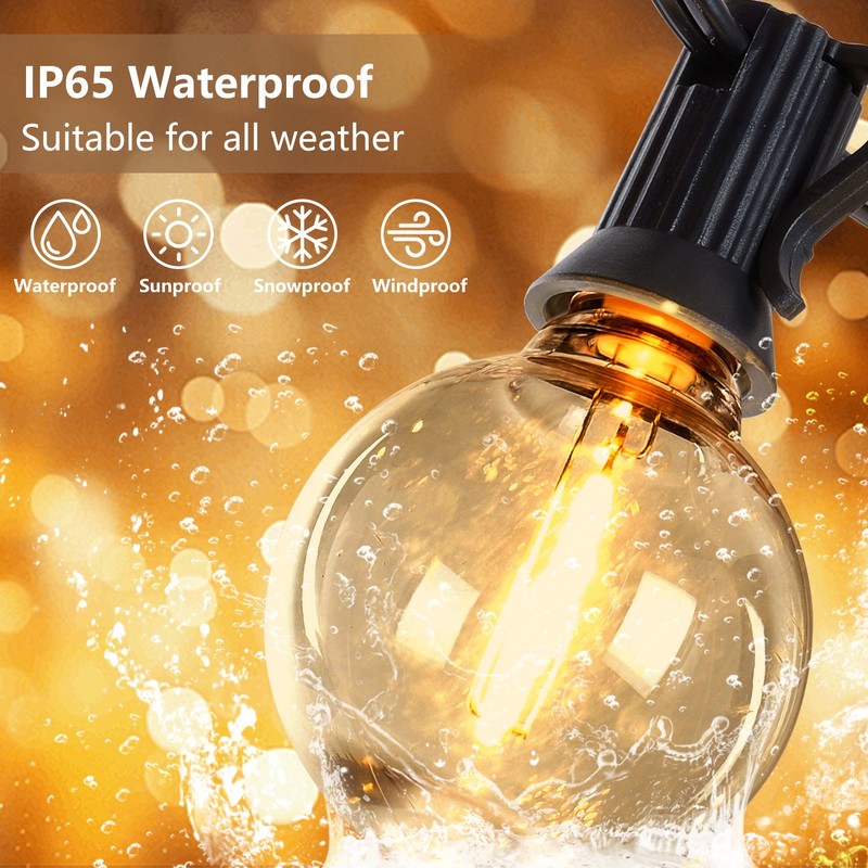 200FT Outdoor String Lights LED Patio Light Waterproof Shatterproof 102 G40 Bulb gallery