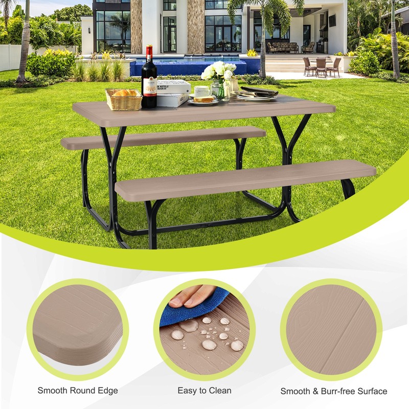 Picnic Table Bench Set Outdoor Backyard Garden Party Dining All Weather gallery