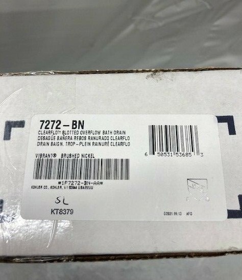 Kohler 7272-BN Clearflo Slotted Overflow Bath Drain, Vibrant Brushed Nickel- NEW gallery