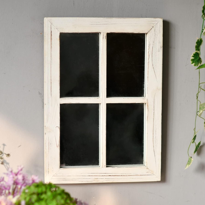 Rustic Small Window Pane Mirror Wall Decor 11 x 16 inches Hanging Style 1 gallery