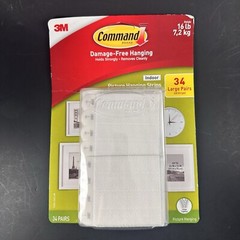 3M Command Picture Hanging Strips Large, 34 Pairs, 68 Strips, Hold 16 lbs Indoor