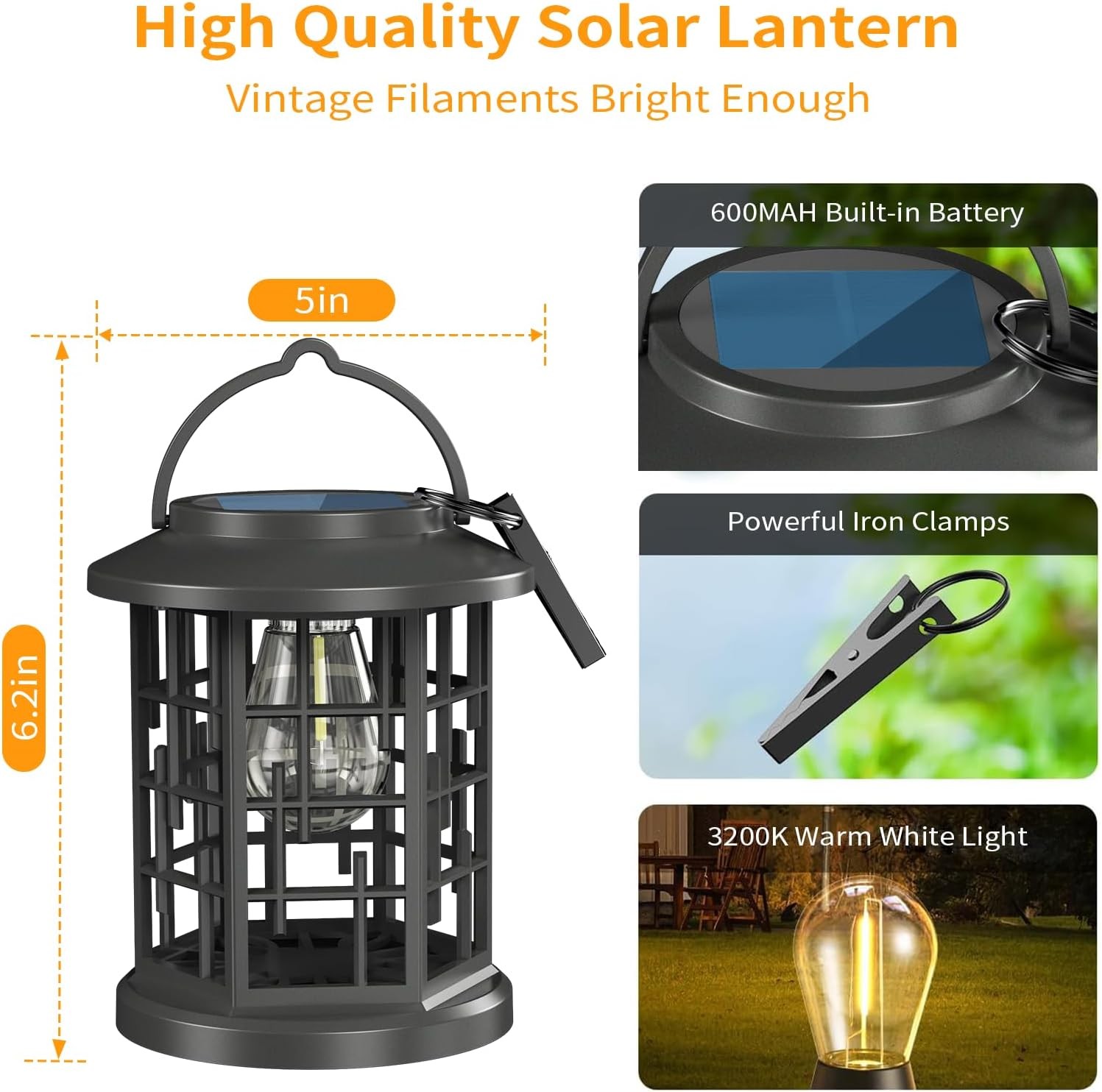2 Pack Solar Powered Waterproof Outdoor Hanging Lanterns - Warm White Solar LED gallery