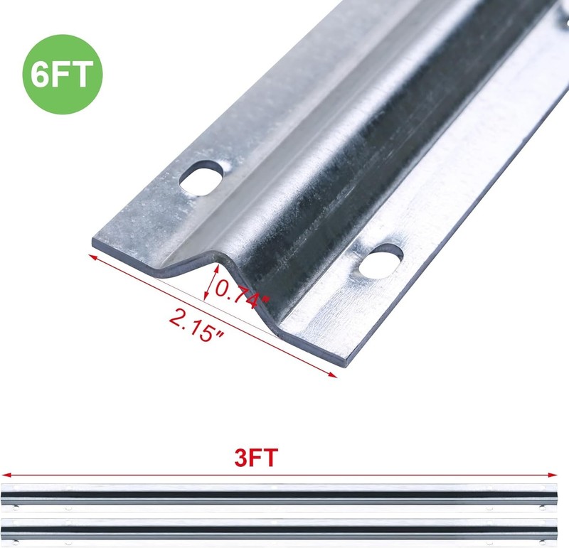 6FT Galvanized Inverted V Track Kit–2Pcs 3FT Slide Gate Tracks with Mounting Har gallery