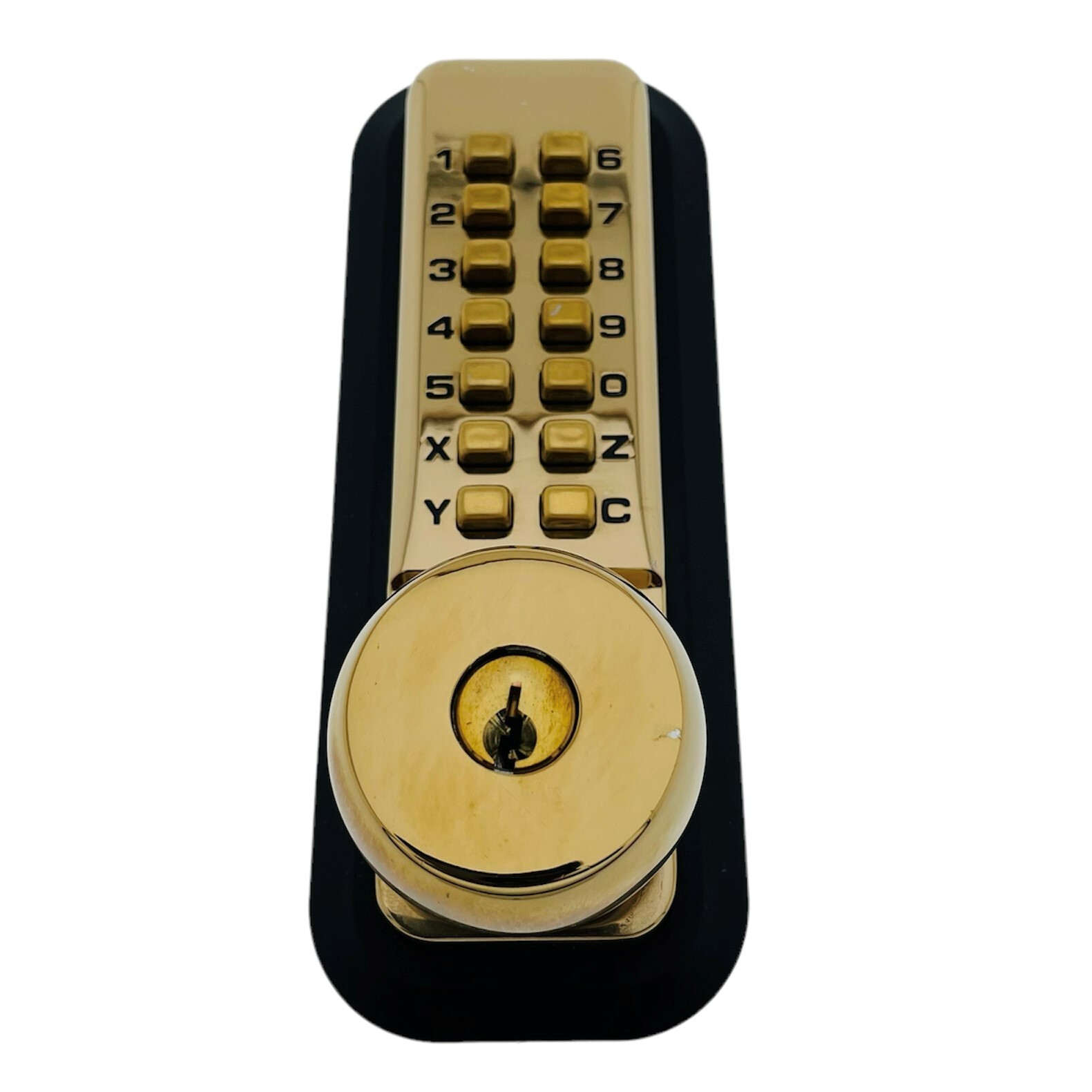 All Weather Mechanical Keyless Deadbolt Door Lock - Bright Brass gallery