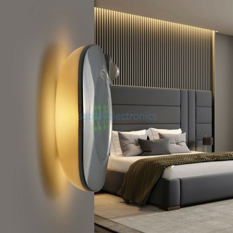 Digital LED Time Wall Clock With PIR Motion Sensor Night Light Home Clock Lamp gallery