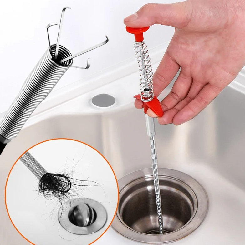 1pc 24in Spring Pipe Dredging Tool Drain Snake Clog Remover Cleaning Stick - NEW gallery