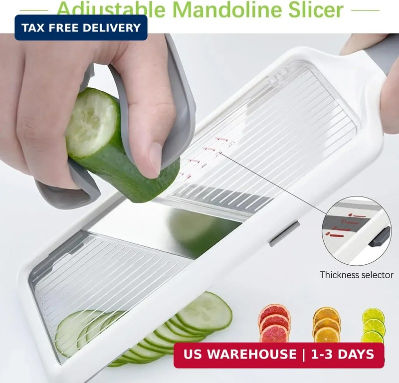 Multi Handheld Mandoline Slicer - Adjustable Stainless Steel Blade, Slicer Veget gallery