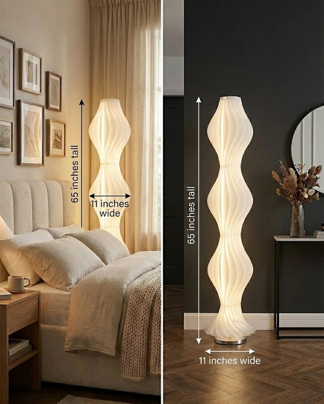 Floor Lamp 65" Dimmable w/ Remote - Tall White Sculptural Soft Light for Bedroom gallery