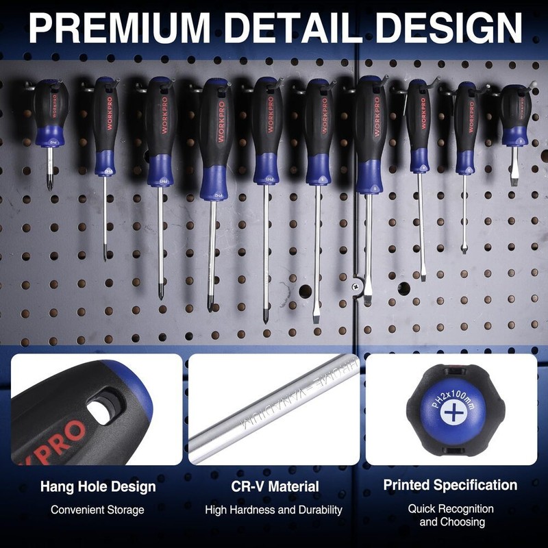 WORKPRO Magnetic Screwdriver Set 10-Piece Flat Head Phillips Slotted Screwdriver gallery