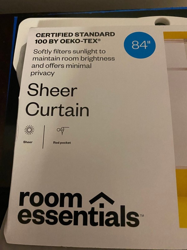 BRAND NEW ROOM ESSENTIALS SINGLE PANEL 84 INCH SHEER CURTAIN GRAY 60W X 84L gallery
