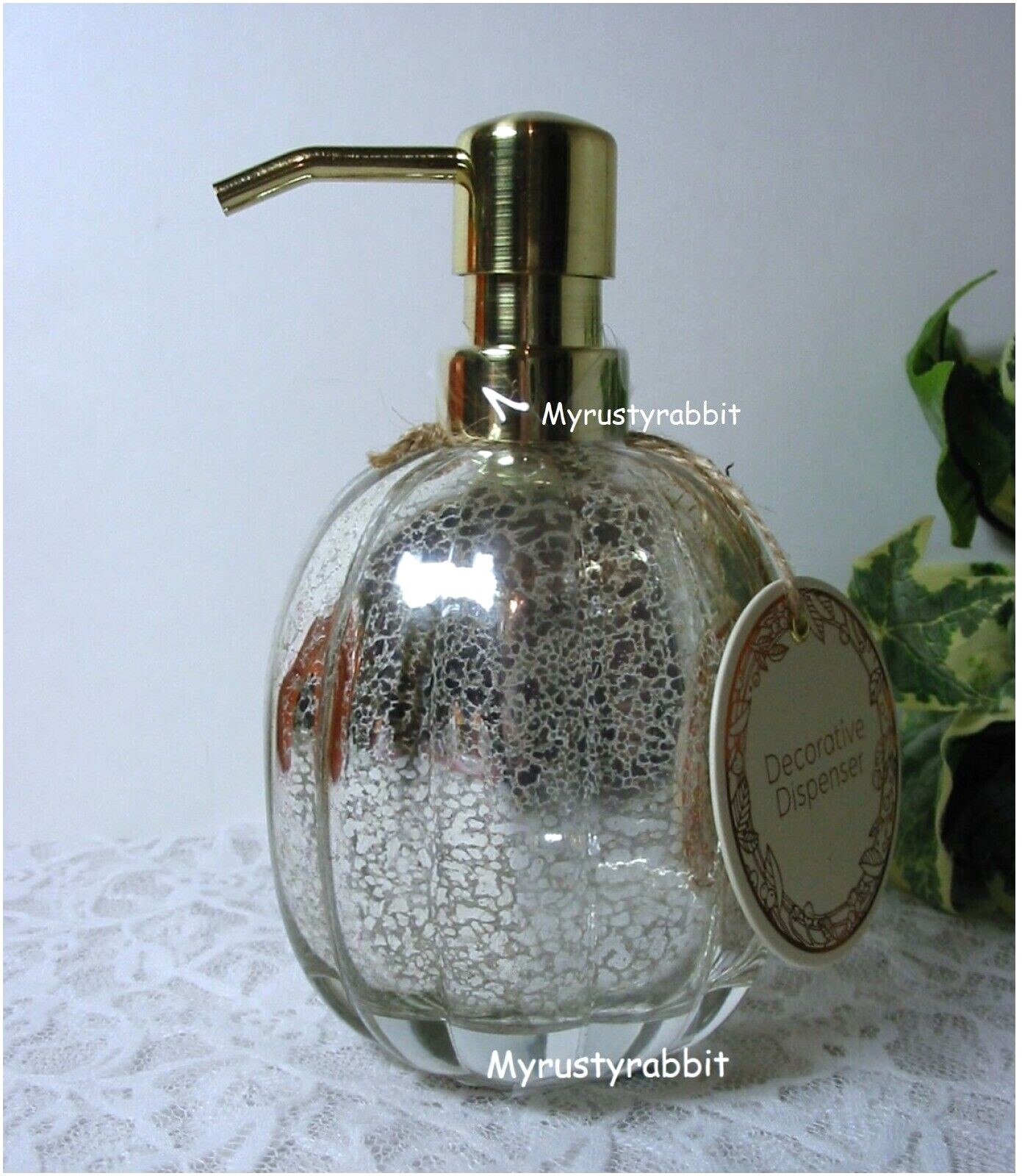 Silver Pumpkin Mercury Glass Soap / Lotion Dispenser ~ Fall Harvest New gallery